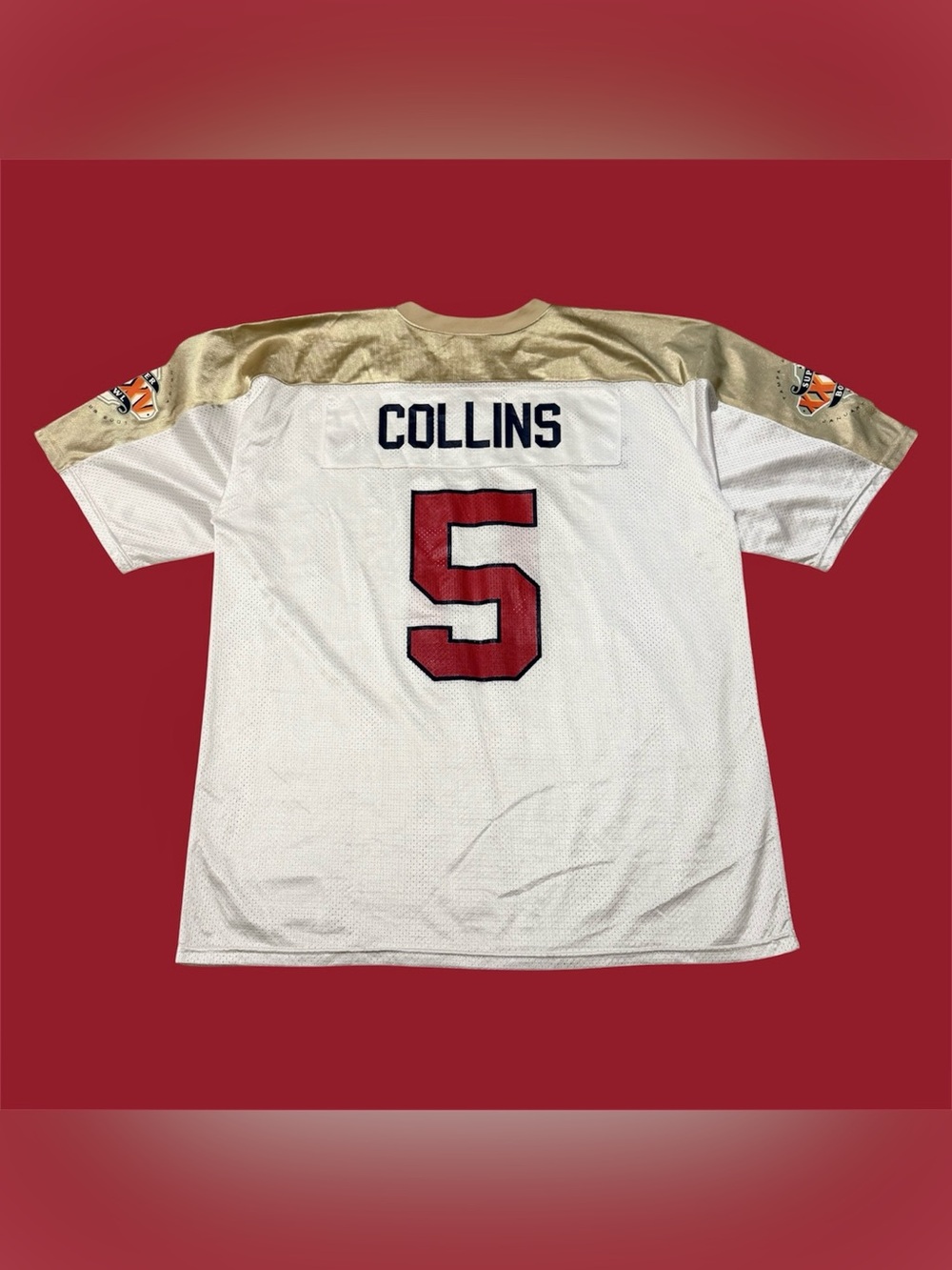 Majestic NFL 2001 Super Bowl XXXV New York Giants Kerry Collins No. 5 Jersey